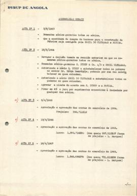 Sumário das Actas da Assembleia Geral (Agosto de 1963 a Abril de 1969) - Dyrup de Angola